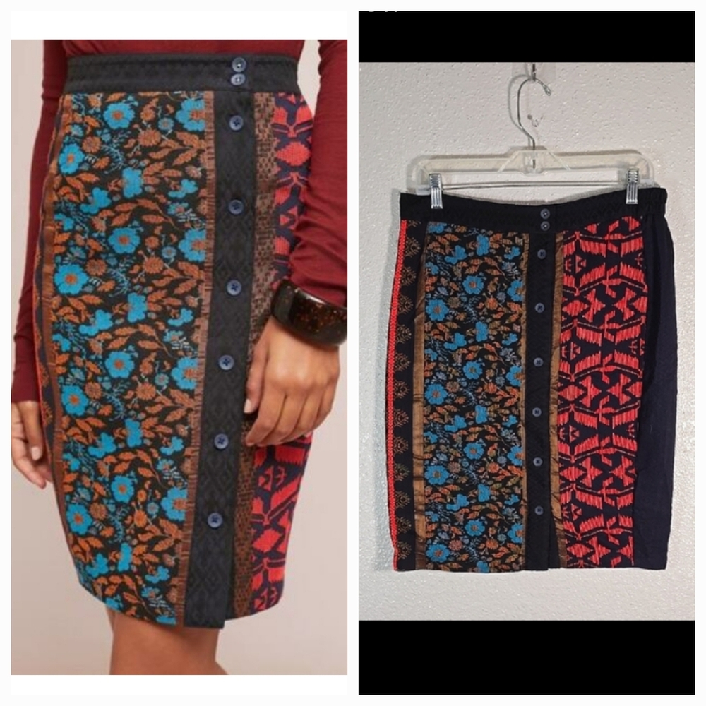 Dolan Multicolor Patterned Button-Front Skirt - image 1